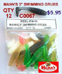  MANNS 3' SWIMMING GRUB LURES